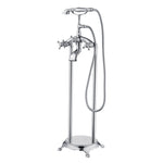 SUMERAIN Waterfall Freestanding Bathtub Faucet with Hand Shower, Antique High Flow Floor Mount Tub filler Solid Brass, Chrome Finish