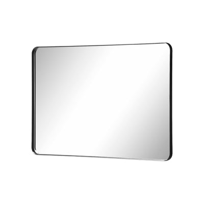 SUMERAIN baderomsspeil med matt svart ramme, 24x30 tommer veggspeil med avrundede hjørner og herdet glass som ikke knuser, fleksibel horisontal eller vertikal montering