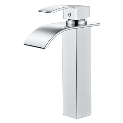 sumerain Servantkran for vask med ett hull, rustfritt stål, moderne høy fossefall baderomskran, krom