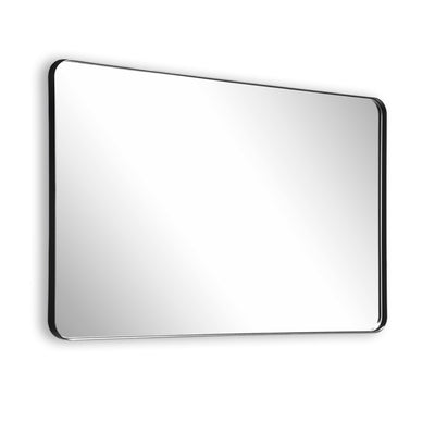 SUMERAIN svart sminkespeil, 40x32 tommer baderomsspeil med aluminiumsramme, avrundede hjørner og lett å rengjøre glass for moderne hjem, passer til baderom og gang