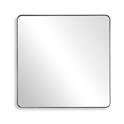 SUMERAIN stort baderomsspeil, 38x38 tommer veggspeil med herdet glass og aluminiumsramme i matt svart, kan henges horisontalt eller vertikalt, enkel å montere