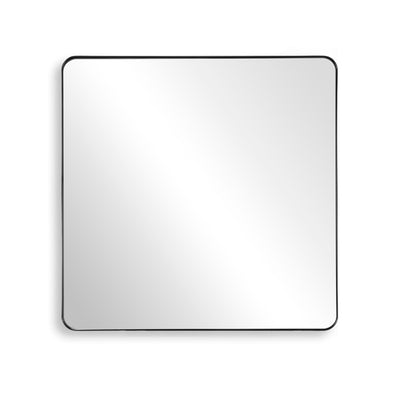 SUMERAIN baderomsspeil, 36x36 tommer stort veggspeil med matt svart ramme og avrundede hjørner, herdet glass som ikke knuser for inngangsparti, stue og landlig stil