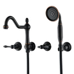 SUMERAIN Oil Rubbed Bronze Wall Mount Bathtub Faucet with Hand Held Shower, Classic High Flow Tub Filler, Rough-in Valve Included