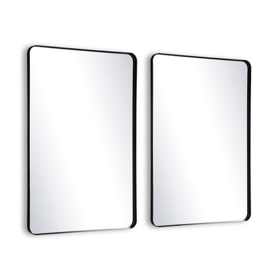 SUMERAIN svart baderomsspeil 2-pakning, sett med to aluminiumsrammede herdet glass sminkespeil for dobbel vaskebenk på baderom, 24x36 tommer horisontal eller vertikal montering