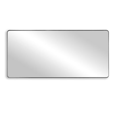 SUMERAIN baderomsspeil 60x28 tommer stort avrundet rektangel, svart metallramme med splintsikkert herdet glass for baderom