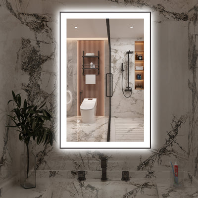 Sumerain 24"x36" LED baderomsspeil med frontlys og baklys, smart dimbar lysstyrke sminkespeil for vegg, anti-dugg, minnefunksjon, 3 fargemoduser