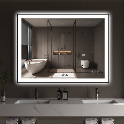 Sumerain 40 x 30 tommer opplyst sminkespeil for baderomsvegg, smart anti-dugg dimbar LED baderomsspeil med front- og baklys, 3 fargebelysningsmoduser, minnefunksjon