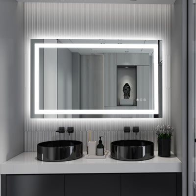 SUMERAIN 40 x 24 tommers LED baderomsspeil med lys, baderomsservantspeil for vegg, 3 fargetemperaturer belyst baderomsspeil med herdet glass, minnefunksjon, ETL-sertifisert