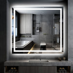 SUMERAIN 40 x 36 tommer LED baderomsspeil med lys, front- og bakbelyst, 3 fargetemperaturer trinnløs dimbar opplyst sminkespeil for vegg, duggfritt, minnefunksjon, splintfritt herdet glass