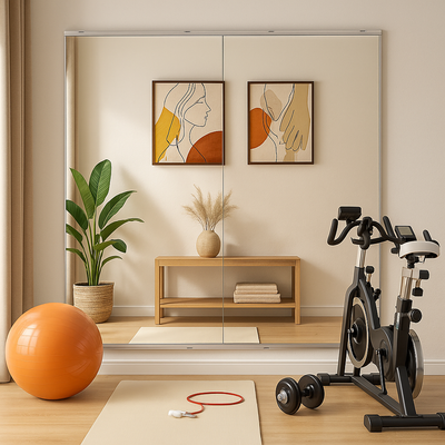 Sumerain splintresikkert hjemmegym-speil 2 stk x 48x24 tommer, veggmontert stort rammeløst helfigursspeil, for hjemmegym, fitness, yoga, dans, garasje