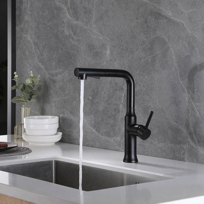 sumerain S6128P-MB High Pressure Pull-Out Kitchen Tap,  Stainless Steel 360° Rotatable