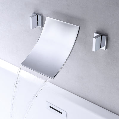 SUMERAIN 3 hull veggmontert fossefall badekarfyllerkran, kromfinish