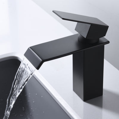 Enkelt hull enkeltgrep svart fossefall baderomsarmatur, moderne design