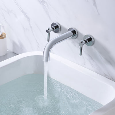 SUMERAIN veggmontert badekararmatur med 3 hull, badekarfyller med ventil, kromfinish